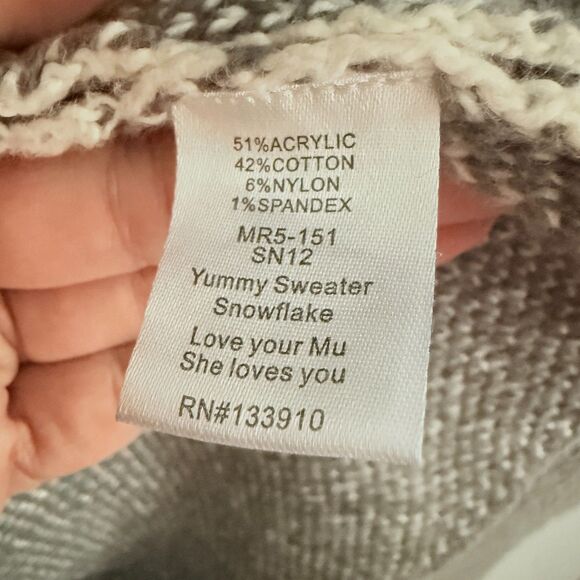 Show Me Your Mumu Mellow Open Cardigan Waterfall Knit Med Gray Aztec Snowflake - Picture 14 of 15